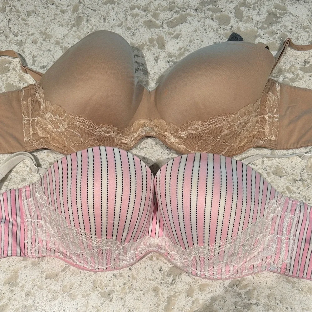 Victoria's Secret Pink Striped and Tan Bras - Picture 1 of 6